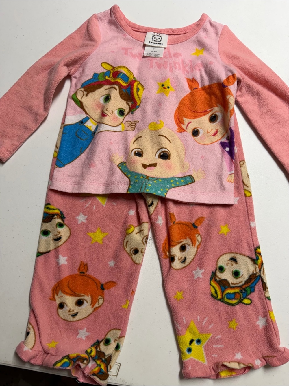 Pink Character Fleece Kids Pajama Set - Cozy Sleepwear